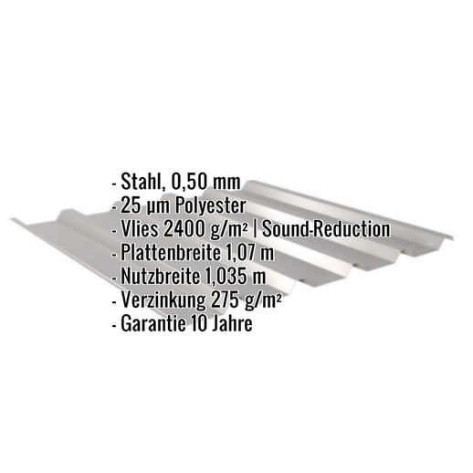 Trapezblech 35/207 | Dach | Anti-Tropf 2400 g/m² | Stahl 0,50 mm | 25 µm Polyester | 9007 - Graualuminium #2