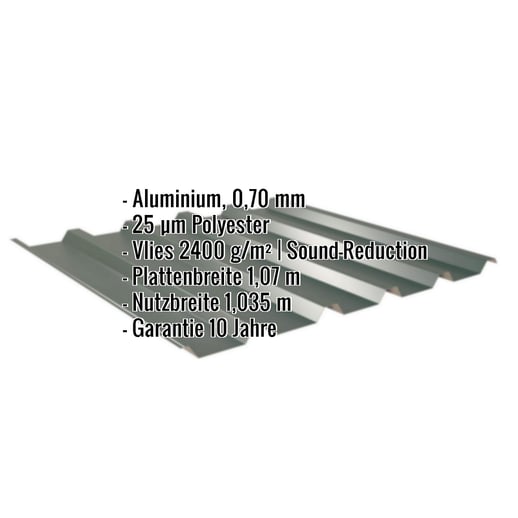 Trapezblech 35/207 | Dach | Anti-Tropf 2400 g/m² | Aluminium 0,70 mm | 25 µm Polyester | 6005 - Moosgrün #2