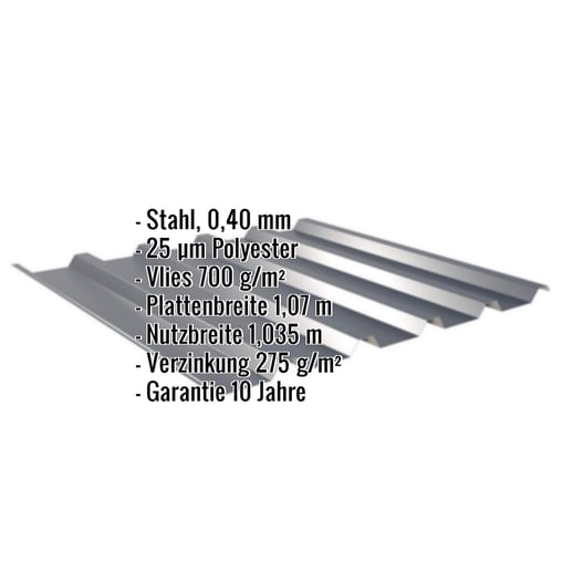 Trapezblech 35/207 | Dach | Anti-Tropf 700 g/m² | Sonderposten | Stahl 0,40 mm | 25 µm Polyester | 7016 - Anthrazitgrau #2