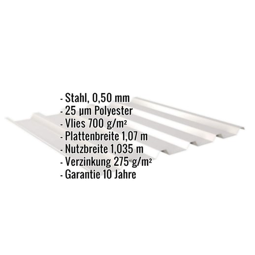 Trapezblech 35/207 | Dach | Anti-Tropf 700 g/m² | Stahl 0,50 mm | 25 µm Polyester | 7035 - Lichtgrau #2