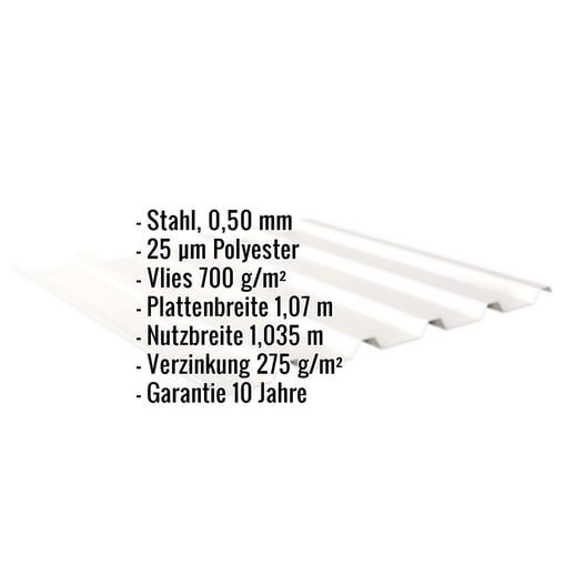 Trapezblech 35/207 | Dach | Anti-Tropf 700 g/m² | Stahl 0,50 mm | 25 µm Polyester | 9010 - Reinweiß #2