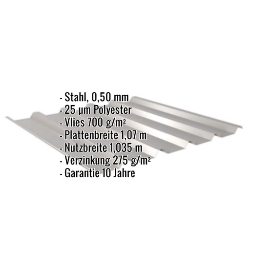 Trapezblech 35/207 | Dach | Anti-Tropf 700 g/m² | Stahl 0,50 mm | 25 µm Polyester | 9007 - Graualuminium #2