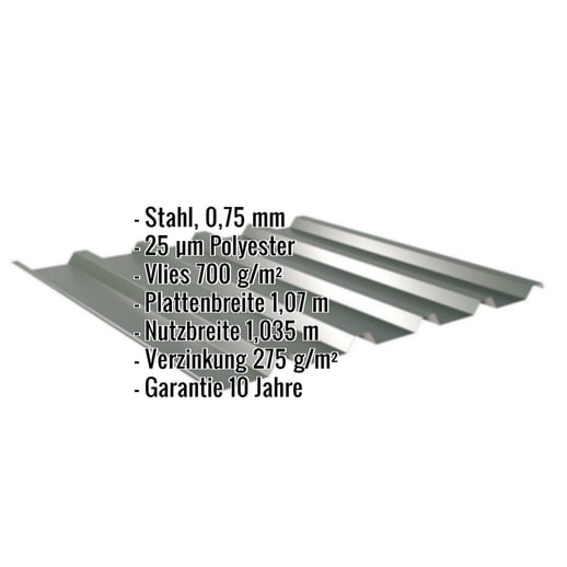 Trapezblech 35/207 | Dach | Anti-Tropf 700 g/m² | Stahl 0,75 mm | 25 µm Polyester | 6020 - Chromoxidgrün #2