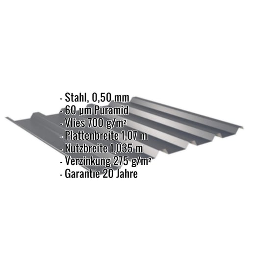 Trapezblech 35/207 | Dach | Anti-Tropf 700 g/m² | Stahl 0,50 mm | 60 µm Puramid | 7016 - Anthrazitgrau #2