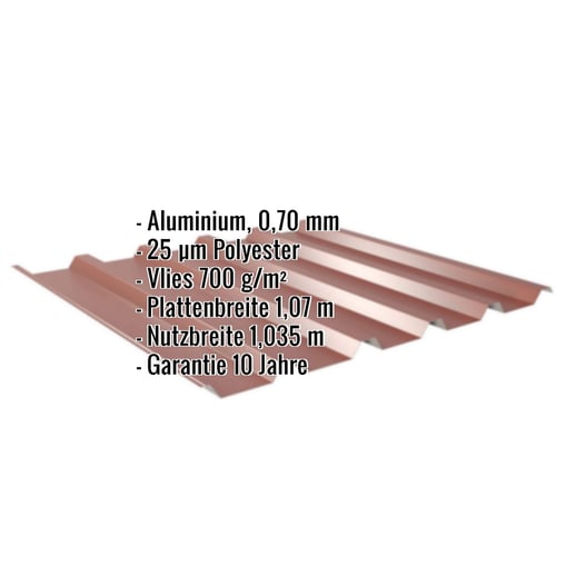 Trapezblech 35/207 | Dach | Anti-Tropf 700 g/m² | Aluminium 0,70 mm | 25 µm Polyester | 8012 - Rotbraun #2