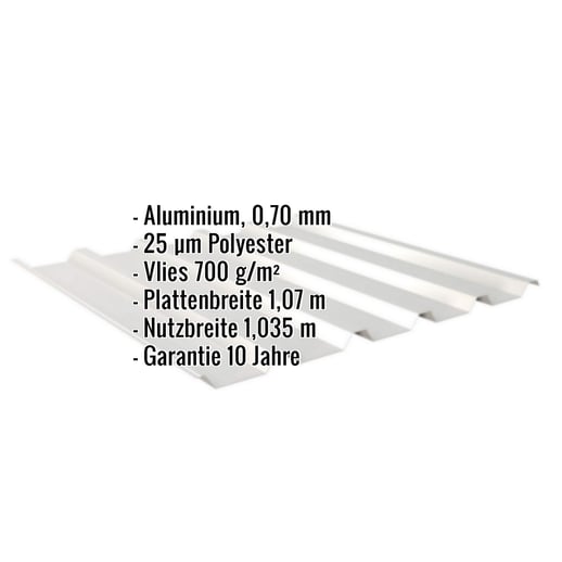 Trapezblech 35/207 | Dach | Anti-Tropf 700 g/m² | Aluminium 0,70 mm | 25 µm Polyester | 9006 - Weißaluminium #2
