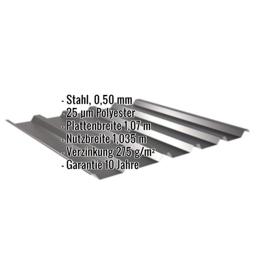 Trapezblech 35/207 | Dach | Stahl 0,50 mm | 25 µm Polyester | 9005 - Tiefschwarz #2