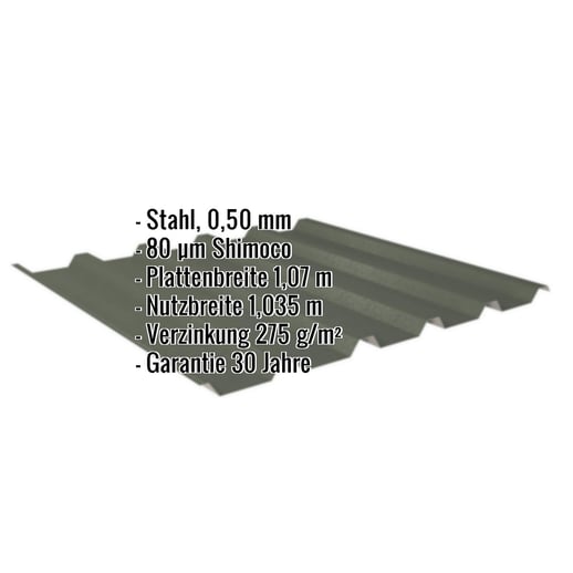 Trapezblech 35/207 | Dach | Stahl 0,50 mm | 80 µm Shimoco | 6020 - Chromoxidgrün #2