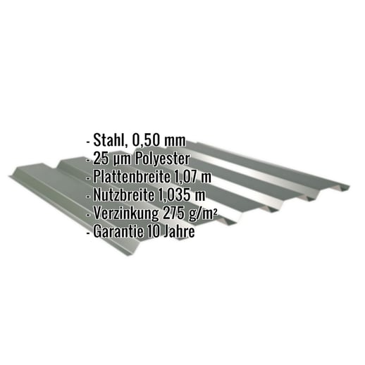Trapezblech 35/207 | Wand | Stahl 0,50 mm | 25 µm Polyester | 6020 - Chromoxidgrün #2