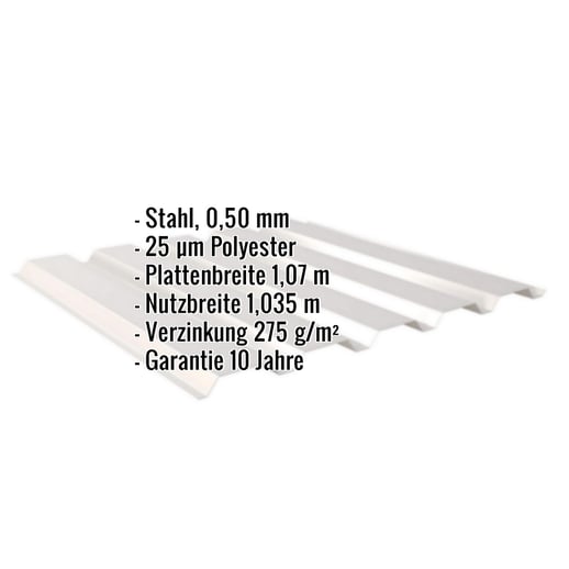Trapezblech 35/207 | Wand | Stahl 0,50 mm | 25 µm Polyester | 7035 - Lichtgrau #2