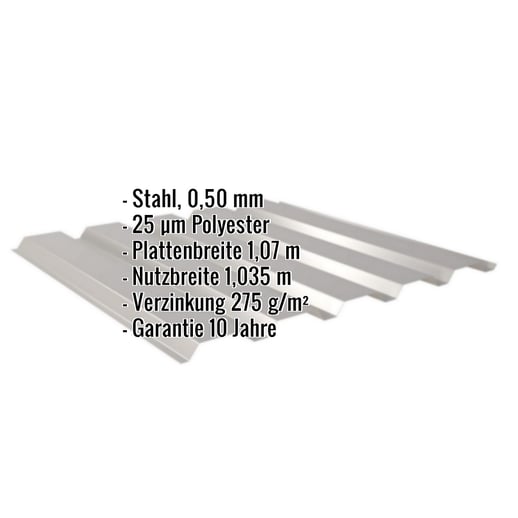 Trapezblech 35/207 | Wand | Stahl 0,50 mm | 25 µm Polyester | 9007 - Graualuminium #2