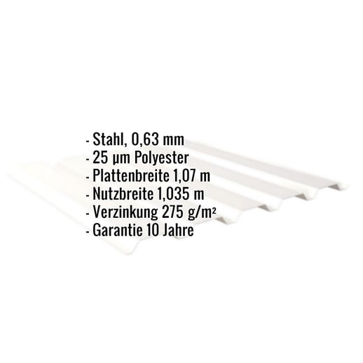 Trapezblech 35/207 | Wand | Stahl 0,63 mm | 25 µm Polyester | 9010 - Reinweiß #2