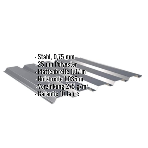 Trapezblech 35/207 | Wand | Stahl 0,75 mm | 25 µm Polyester | 7016 - Anthrazitgrau #2