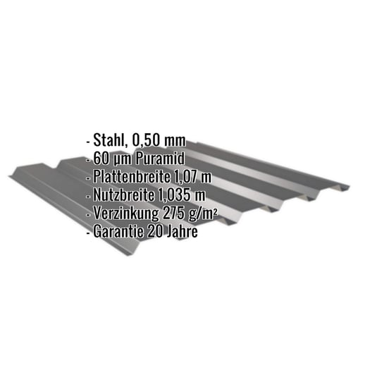 Trapezblech 35/207 | Wand | Stahl 0,50 mm | 60 µm Puramid | 7016 - Anthrazitgrau #2