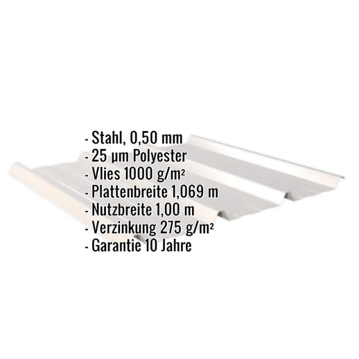 Trapezblech 45/333 | Dach | Anti-Tropf 1000 g/m² | Stahl 0,50 mm | 25 µm Polyester | 7035 - Lichtgrau #2