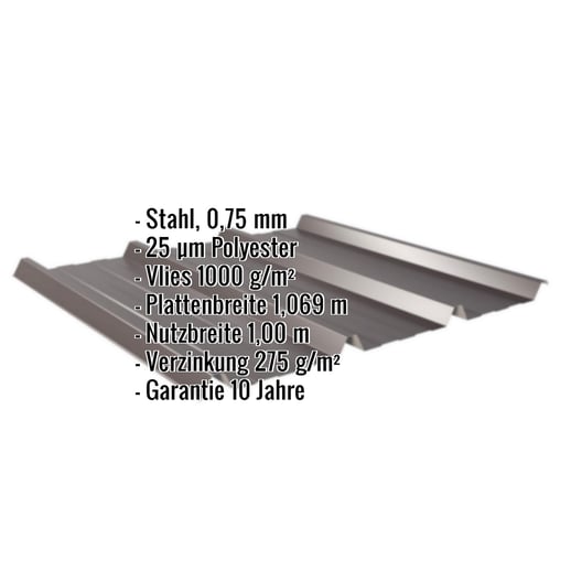 Trapezblech 45/333 | Dach | Anti-Tropf 1000 g/m² | Stahl 0,75 mm | 25 µm Polyester | 8017 - Schokoladenbraun #2