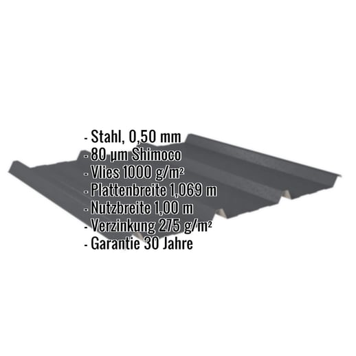 Trapezblech 45/333 | Dach | Anti-Tropf 1000 g/m² | Stahl 0,50 mm | 80 µm Shimoco | 7016 - Anthrazitgrau #2