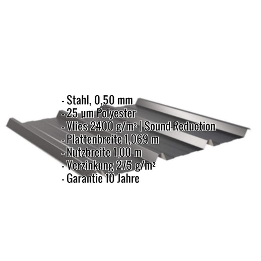 Trapezblech 45/333 | Dach | Anti-Tropf 2400 g/m² | Stahl 0,50 mm | 25 µm Polyester | 9005 - Tiefschwarz #2