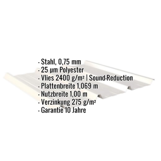 Trapezblech 45/333 | Dach | Anti-Tropf 2400 g/m² | Stahl 0,75 mm | 25 µm Polyester | 9002 - Grauweiß #2