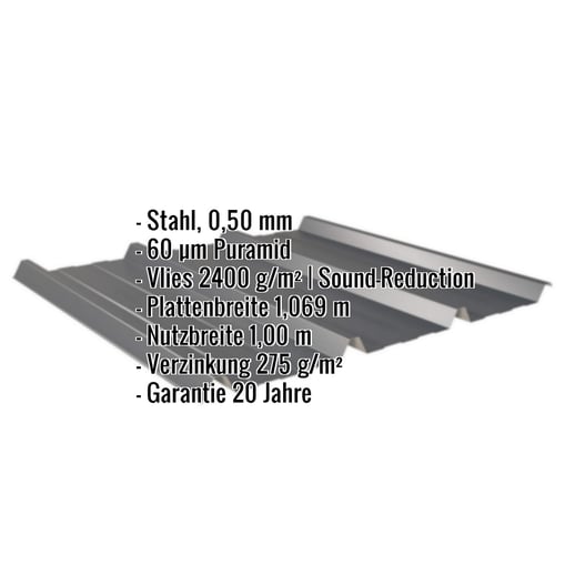 Trapezblech 45/333 | Dach | Anti-Tropf 2400 g/m² | Stahl 0,50 mm | 60 µm Puramid | 7016 - Anthrazitgrau #2
