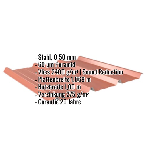 Trapezblech 45/333 | Dach | Anti-Tropf 2400 g/m² | Stahl 0,50 mm | 60 µm Puramid | 8004 - Kupferbraun #2