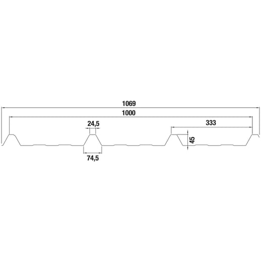 Trapezblech 45/333 | Dach | Anti-Tropf 700 g/m² | Stahl 0,63 mm | 25 µm Polyester | 9006 - Weißaluminium #8