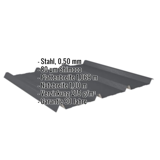 Trapezblech 45/333 | Dach | Stahl 0,50 mm | 80 µm Shimoco | 7016 - Anthrazitgrau #2