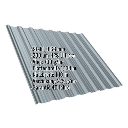 Trapezblech T18DR | Dach | Anti-Tropf 700 g/m² | Stahl 0,63 mm | 200 µm HPS Ultra® | 7040 - Fenstergrau #2