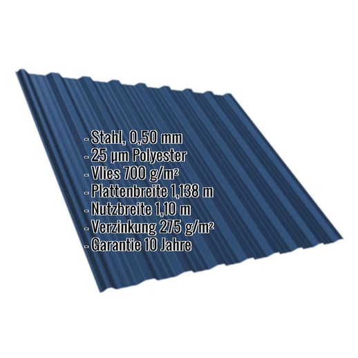 Trapezblech T18DR | Dach | Anti-Tropf 700 g/m² | Stahl 0,50 mm | 25 µm Polyester | 5010 - Enzianblau #2