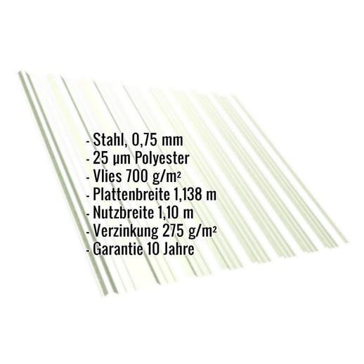 Trapezblech T18DR | Dach | Anti-Tropf 700 g/m² | Stahl 0,75 mm | 25 µm Polyester | 9002 - Grauweiß #2