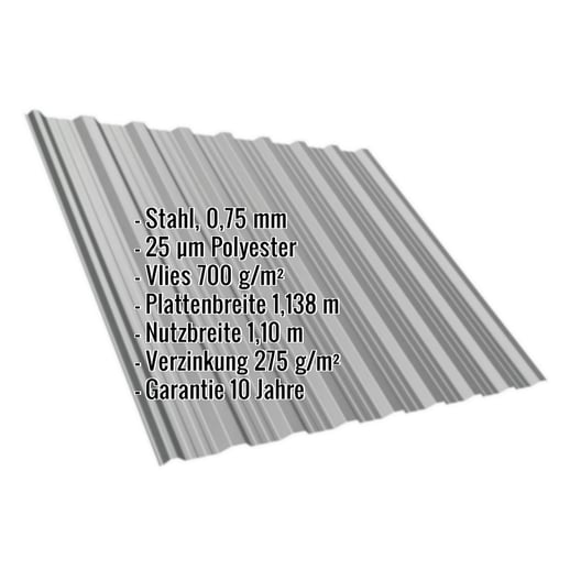 Trapezblech T18DR | Dach | Anti-Tropf 700 g/m² | Stahl 0,75 mm | 25 µm Polyester | 9007 - Graualuminium #2