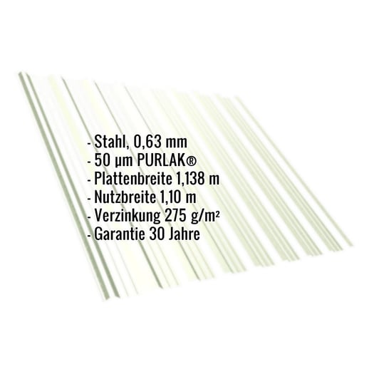 Trapezblech T18DR | Dach | Stahl 0,63 mm | 50 µm PURLAK® | 9002 - Grauweiß #2