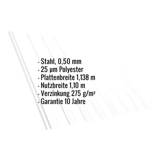 Trapezblech T18DR | Dach | Stahl 0,50 mm | 25 µm Polyester | 9010 - Reinweiß #2