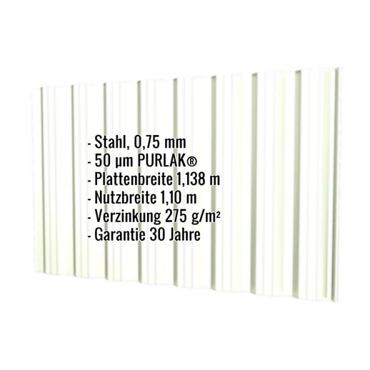 Trapezblech T18DR | Wand | Stahl 0,75 mm | 50 µm PURLAK® | 9002 - Grauweiß #2