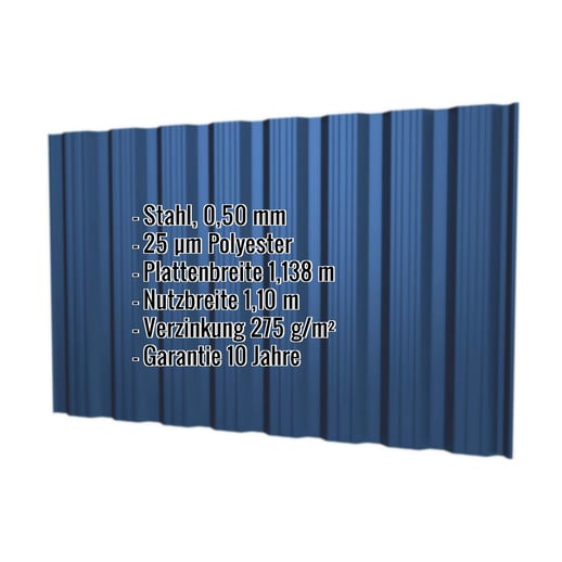 Trapezblech T18DR | Wand | Stahl 0,50 mm | 25 µm Polyester | 5010 - Enzianblau #2