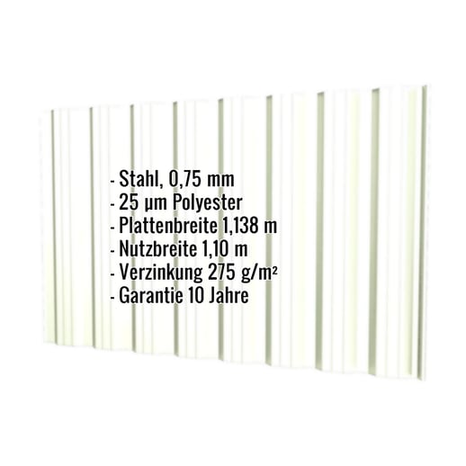 Trapezblech T18DR | Wand | Stahl 0,75 mm | 25 µm Polyester | 9002 - Grauweiß #2