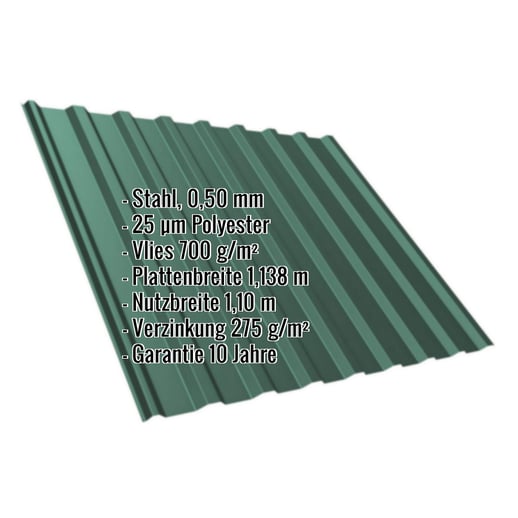 Trapezblech T20M | Dach | Anti-Tropf 700 g/m² | Stahl 0,50 mm | 25 µm Polyester | 6005 - Moosgrün #2