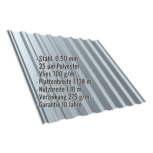 Trapezblech T20M | Dach | Anti-Tropf 700 g/m² | Stahl 0,50 mm | 25 µm Polyester | 7000 - Fehgrau #2