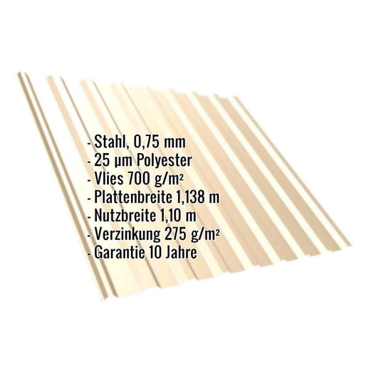 Trapezblech T20M | Dach | Anti-Tropf 700 g/m² | Stahl 0,75 mm | 25 µm Polyester | 1015 - Hellelfenbein #2