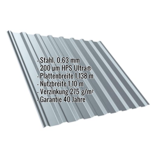 Trapezblech T20M | Dach | Stahl 0,63 mm | 200 µm HPS Ultra® | 7040 - Fenstergrau #2