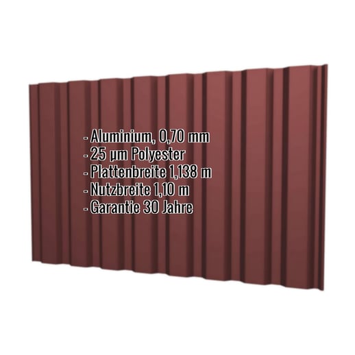 Trapezblech T20M | Wand | Aluminium 0,70 mm | 25 µm Polyester | 8012 - Rotbraun #2