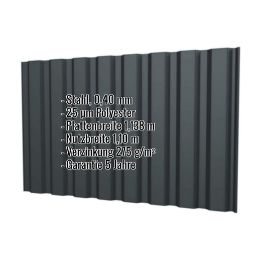 Trapezblech T20M | Wand | Stahl 0,40 mm | 25 µm Polyester | 7016 - Anthrazitgrau #2