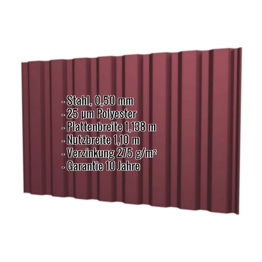Trapezblech T20M | Wand | Stahl 0,50 mm | 25 µm Polyester | 3005 - Weinrot #2
