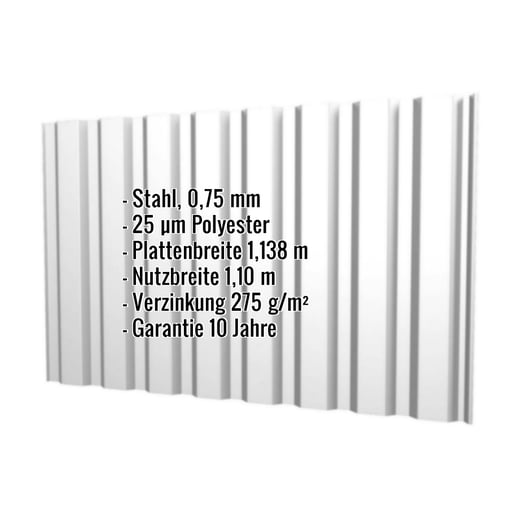 Trapezblech T20M | Wand | Stahl 0,75 mm | 25 µm Polyester | 7035 - Lichtgrau #2