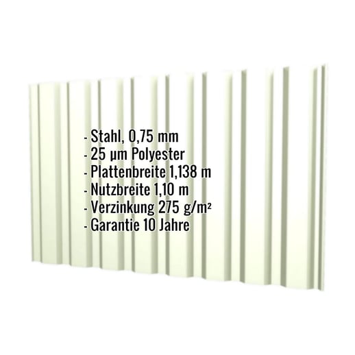 Trapezblech T20M | Wand | Stahl 0,75 mm | 25 µm Polyester | 9002 - Grauweiß #2