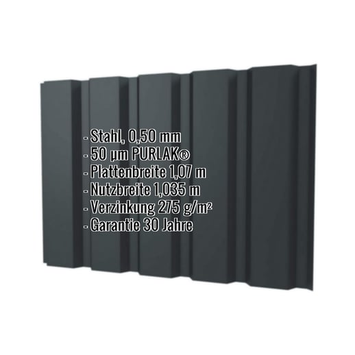 Trapezblech T35/207M | Wand | Stahl 0,50 mm | 50 µm PURLAK® | 7016 - Anthrazitgrau #2