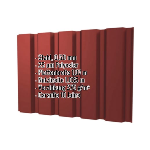 Trapezblech T35/207M | Wand | Stahl 0,50 mm | 25 µm Polyester | 028 - Kirschrot #2