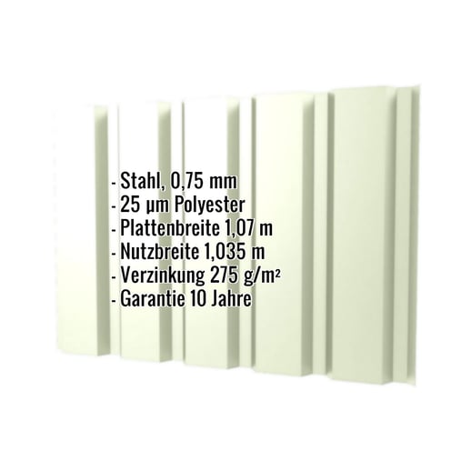 Trapezblech T35/207M | Wand | Stahl 0,75 mm | 25 µm Polyester | 9002 - Grauweiß #2