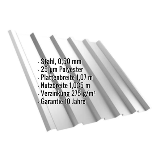 Trapezblech T35/207MD | Dach | Stahl 0,50 mm | 25 µm Polyester | 7035 - Lichtgrau #2