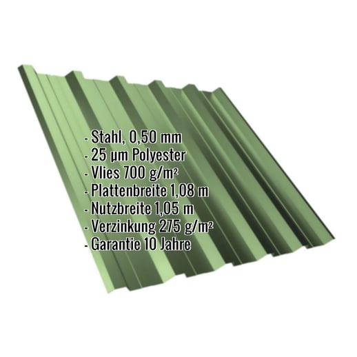 Trapezblech T35DR | Dach | Anti-Tropf 700 g/m² | Stahl 0,50 mm | 25 µm Polyester | 6011 - Resedagrün #2